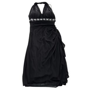 Cache Dress Womens 6 Black Sequins V Neck Mini Ruched‎ Vintage Y2K